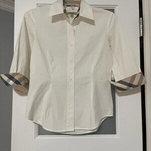 Burberry - casual 3/4 length sleeved shirt - white XS